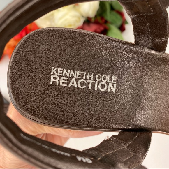 Kenneth Cole REACTION Hip Pop Wedge Sandals Chocolate 9M - Picture 6 of 14